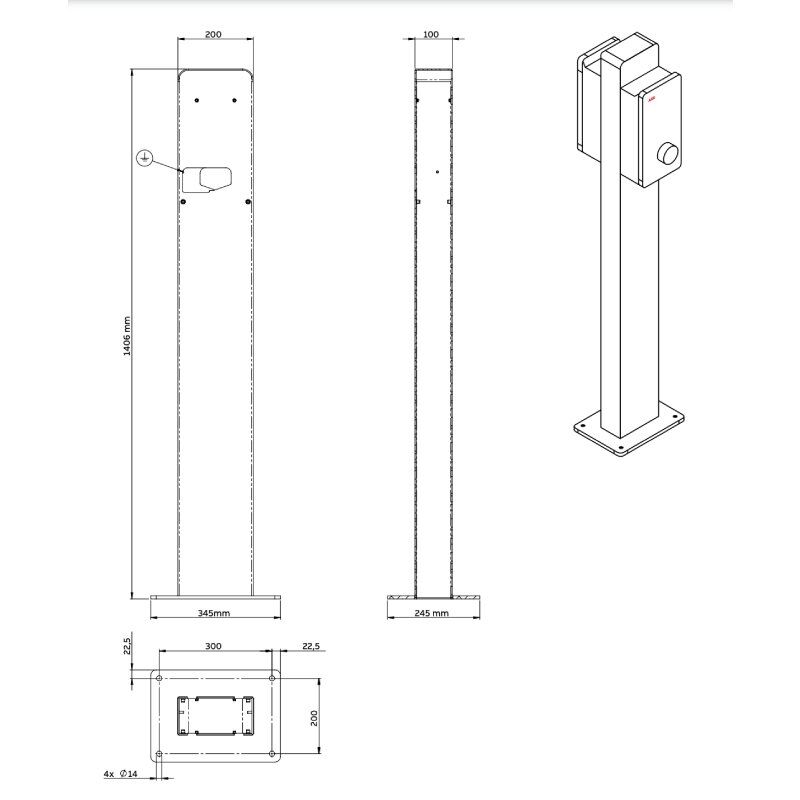 ABB-Terra-Wallbox-Stele-Standfuss-2-fach-masse