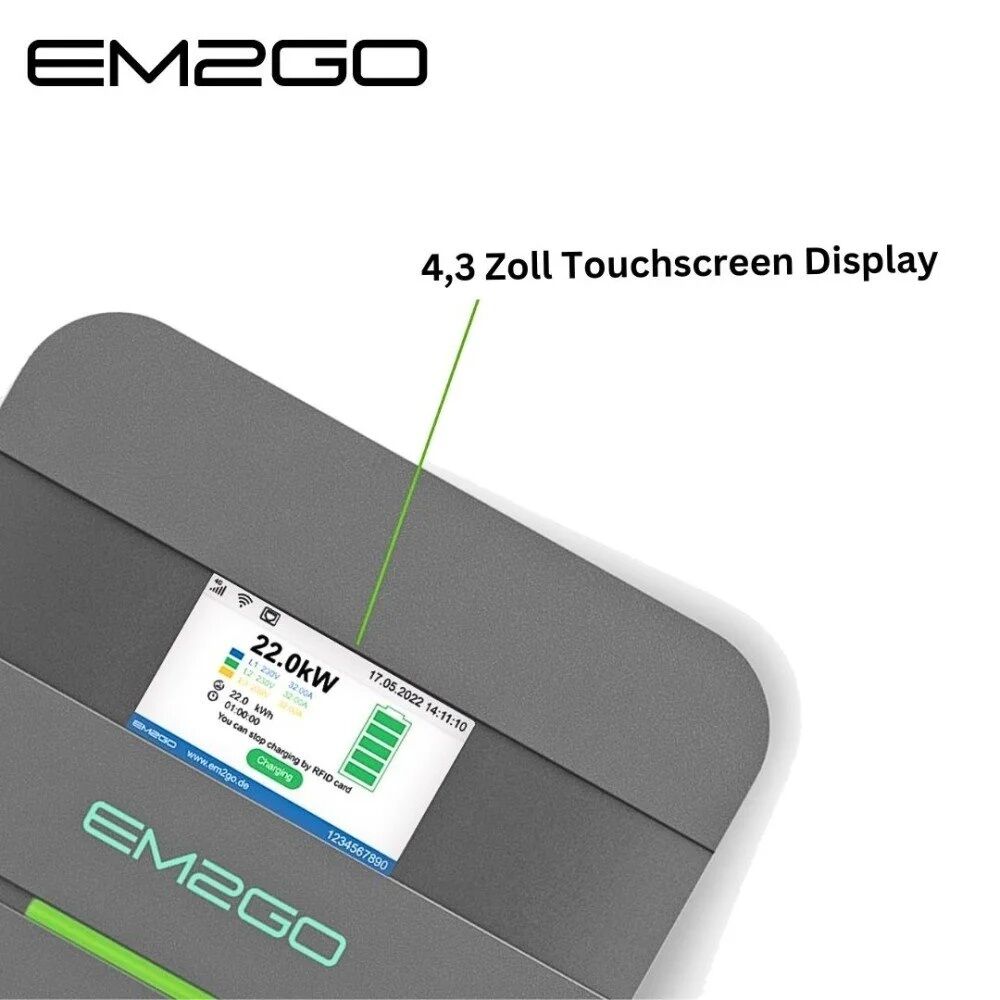EM2GO PRO Power Wallbox 22KW <br><small>inkl. Typ-2 Buchse | RFID | WLAN + LAN + 4G | MID</small> – Bild 3
