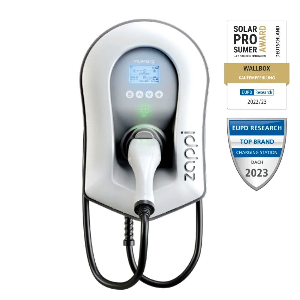 myenergi zappi 2H22TW-T v2.1 Wallbox 11kW/22kW <br><small>inkl. 6,5m Ladekabel - Weiß</small> – Bild 2