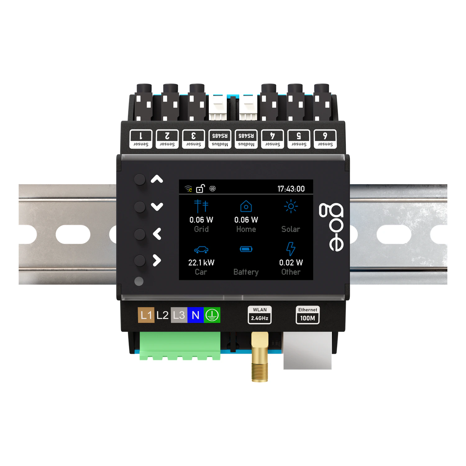 go-e Controller auf der Hutschiene mit Display