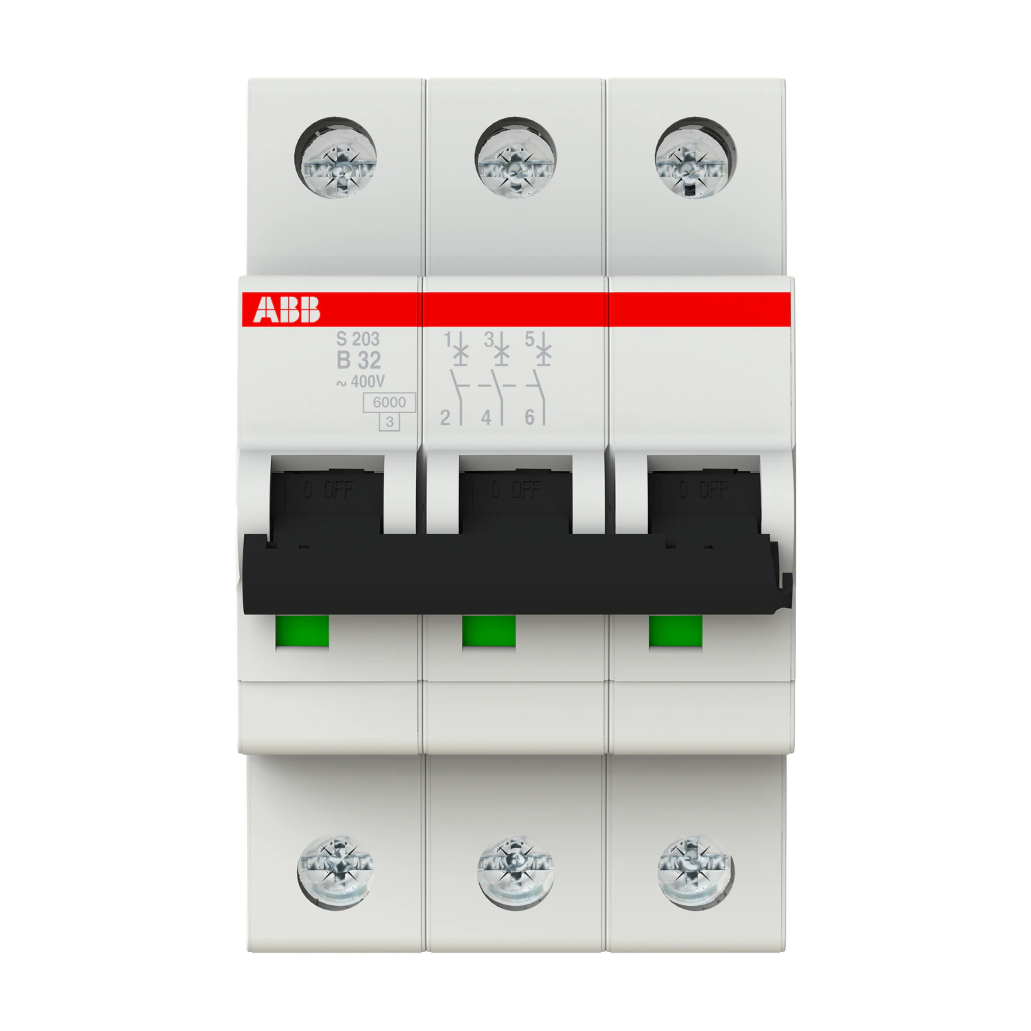 ABB Leitungsschutzschalter S203 B32, 3-polig, von vorn