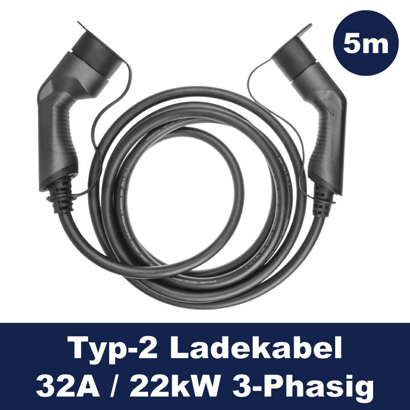 GreenCell Ladekabel Typ2 - 32A - 22kW - 3-Phasig - 5m <br><small>inkl. Transporttasche</small> – Bild 2