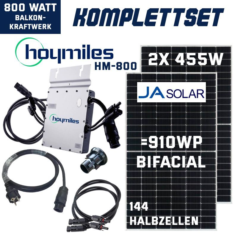 Balkonkraftwerk-800W-910W-Hoymiles-JA-Solar-Bifacial